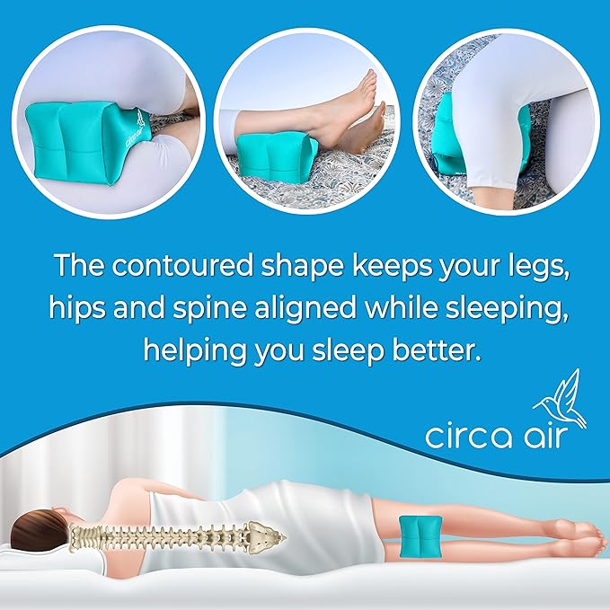 Circa Air Inflatable Knee Pillow for Side Sleepers - Orthopedic Knee Pillows for Sleeping, Sciatica Relief, Back Pain, Leg Pain, Hip or Joint Pain. Weighs Only 1.98 Oz Perfect for Travel/Home