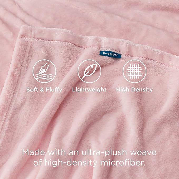 Bedsure GentleSoft Pink Fleece Blanket - 300GSM Soft Lightweight Plush Cozy Blankets for Bed, Sofa, Couch, Travel, Camping, 50x70 inches