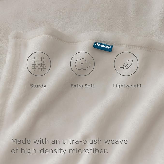 Bedsure Fleece Blanket Twin Blanket Linen - 280GSM Soft Lightweight Plush Cozy Blankets for Bed, Sofa, Couch, Travel, Camping