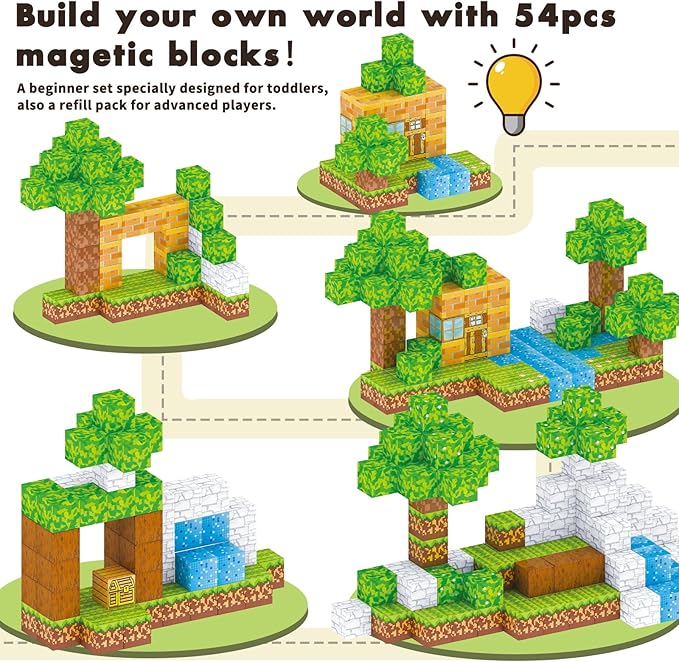 Magnetic Blocks for Kids,Building Toys for Boys & Girls Ages 3-5 6-8 8-12. STEM Learning, Montessori, Fidget, Sensory Cubes. Magnet Tiles Block Gifts for Toddler 3+ Year Old