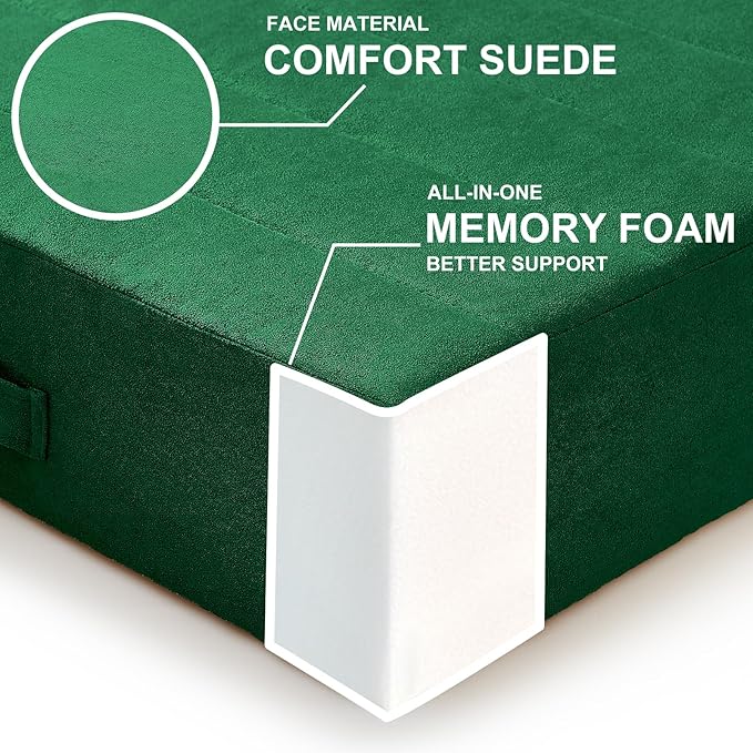 2 Pcs High Density Foam Floor Pillow - Upgraded Large Pillows Seating for Adults - Outdoor Floor Cushion with Soft Tufted Cover - Yoga Pillows for Sitting On Floor - 22 Inch Green