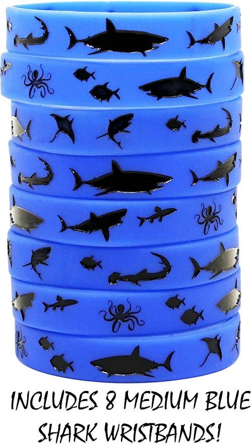 Gypsy Jade's Shark Party Favors - Wristbands for Shark Themed Parties - Pack of 24!