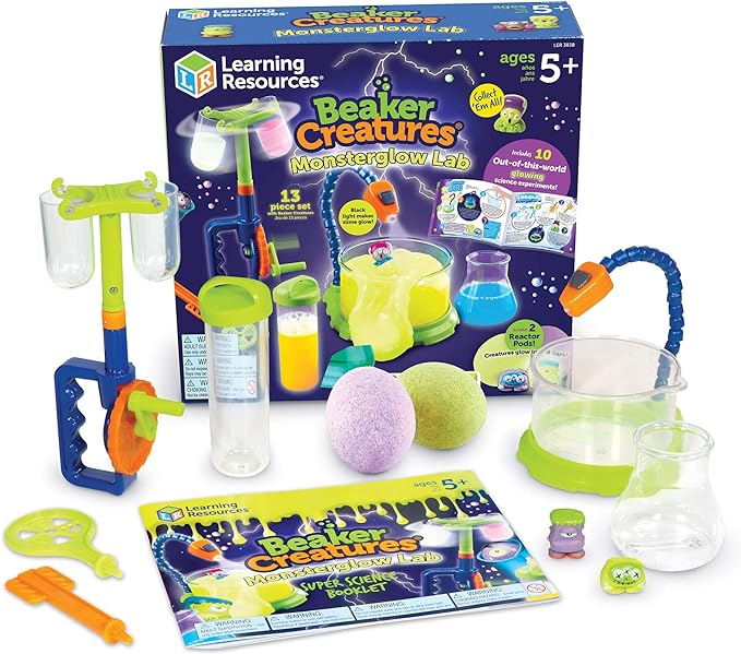 Learning Resources Beaker Creatures Monsterglow Lab - 13 Pieces, Ages 5+ Kids Educational Science Kits, Kindergartner Science Games, Homeschool Science, STEM Toys, Slime Kit