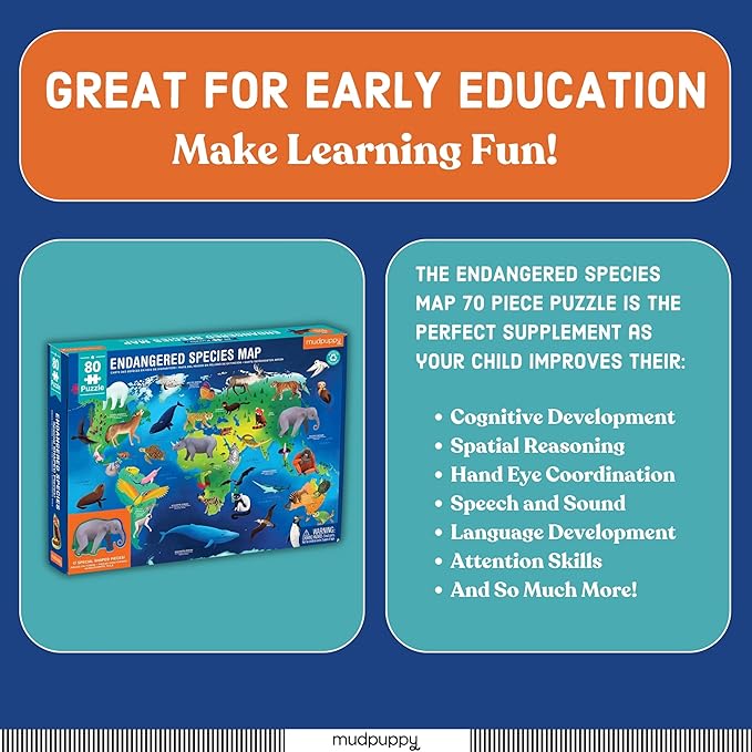 Endangered Species Around The World 80 Piece Geography Puzzle