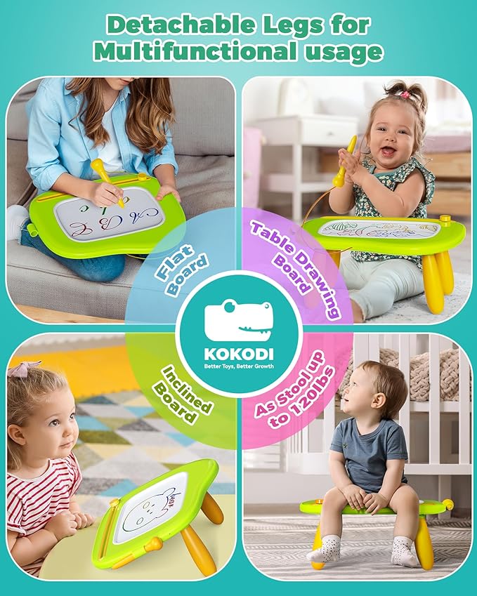 KOKODI Toys Gifts for 1 2 3 Years Old Girl, Sturdy Magnetic Drawing Board Sketch Doodle Pad, Educational Learning Birthday Toddler Easter Basket Stuffers Kids- Left Hands Friendly