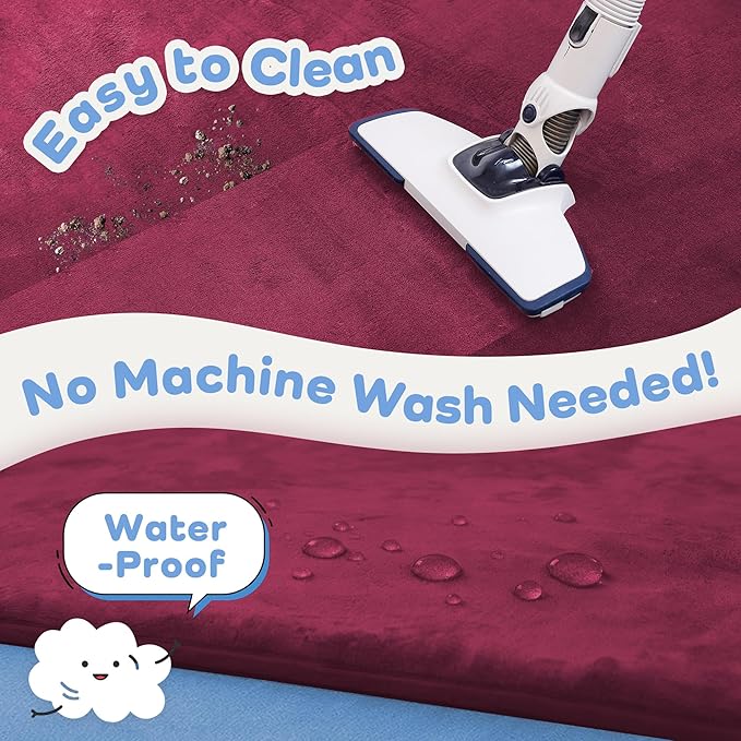 1.3" Thick Baby Floor Play Mat 50x50, Basic Padded Foam Mat for Tummy Time Crawling, Non Slip Cushioned for Babies Toddlers Infants Kids (Burgundy)