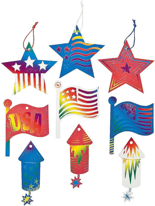 4Th of July Magic Scratch Ornaments - Crafts for Kids and Fun Home Activities