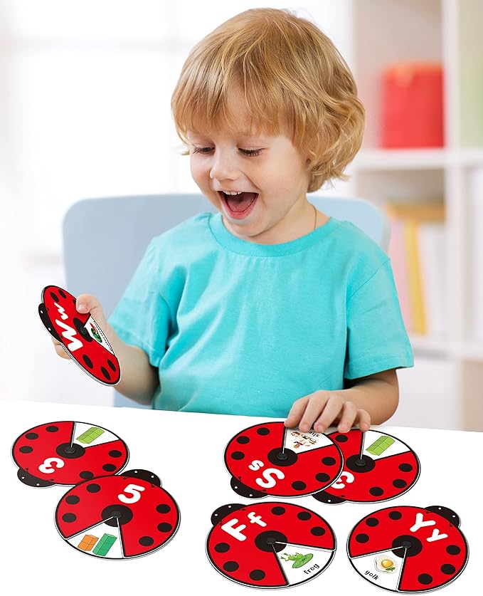 Coogam Interactive Alphabet Learning Toy, ABC Number Letters Spinning Game, Sight Words Animal Pattern Ladybug Cards, Montessori Educational Toy Gift for 3 4 5 Year Old Baby Toddlers