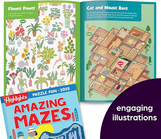 Highlights Puzzle Fun 2025 Puzzle Books for Kids Ages 6 and Up, 4-Book Set of Brain Teasers, Mazes, Word Puzzles and More Travel-Friendly Screen Free Kids Puzzles