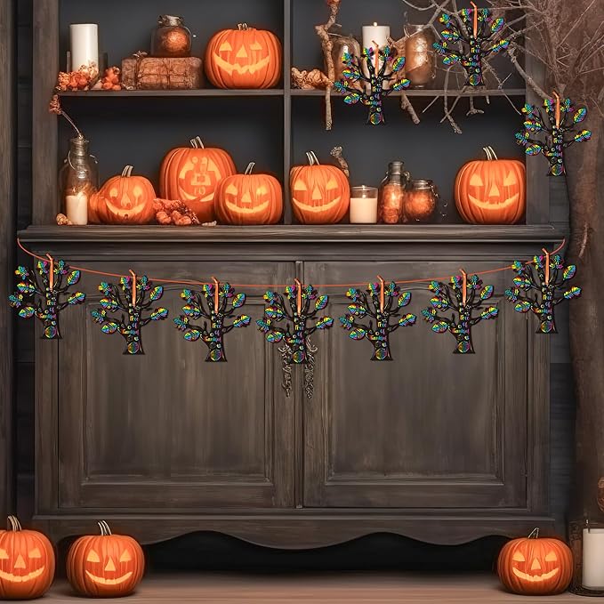 BeYumi Fall Trees Scratch Cards - 48Pcs Fall Thankful Leaves Trees Scratch Cards for Kids Thanksgiving DIY Magic Fall Tree Hanging Scratch Paper Thankful Craft Supplies School Classroom Fun Activities