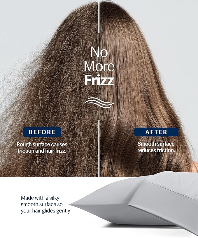 REST® Evercool®+ Cooling Pillowcases Standard - 2 Pillowcases for Sensitive Skin, Silver Infused Fabric for Hygienic Sleep, Silky Smooth for Curly Hair, High Elastic for Snug Fit (19x29 inches)