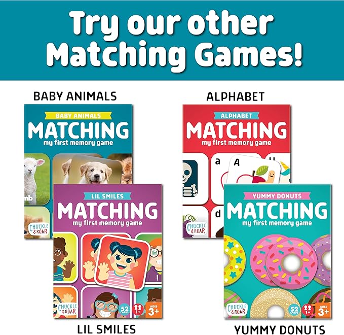 Chuckle & Roar - Matching Game Baby Animals - Board Game for Kids 3 and up - Concentration Game for Toddlers - Preschool Game