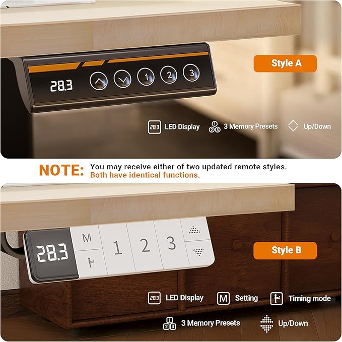 YDN Electric Standing Desk Adjustable Height, 55 x 24 Inches Stand up Desk with Cable Management, Home Office Desks with Splice Board & White Frame, Nature Top