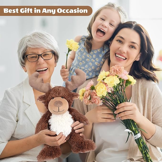 Heatable & Coolable Moose Stuffed Animal, Plushies Microwavable Heating Pad for Soothing & Relaxation, Lavender Scent Stuffed Plush Toys for Stress Relief, Christmas Stuffed Animals Gifts