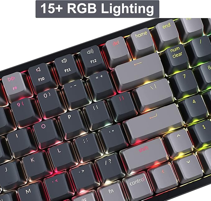 Keychron K4 Bluetooth Wireless Mechanical Keyboard RGB LED Backlit, Hot-swappable Compact 100 Keys USB Wired Computer Gaming Keyboard Aluminum Frame for Mac Windows, Gateron Brown Switch