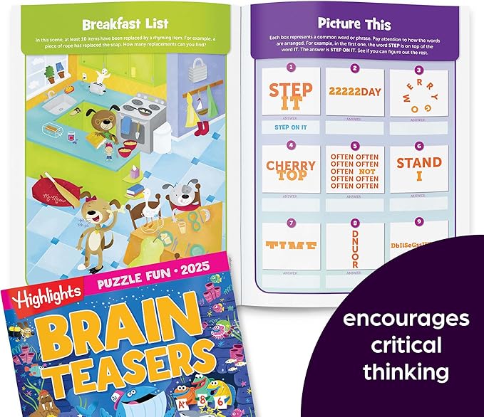 Highlights Puzzle Fun 2025 Puzzle Books for Kids Ages 6 and Up, 4-Book Set of Brain Teasers, Mazes, Word Puzzles and More Travel-Friendly Screen Free Kids Puzzles