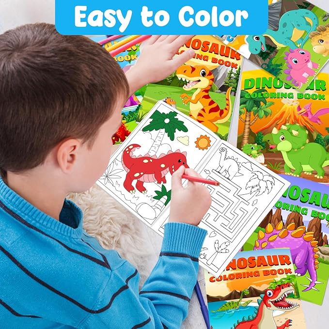 24 Pieces Dinosaur Mini Coloring Books for Kids Party Favors Dino Drawing Activity Book Bulk Small Coloring Book for Boys Girls Birthday Gift Jurassic Party Goodie Bag Stuffer Classroom Supplies