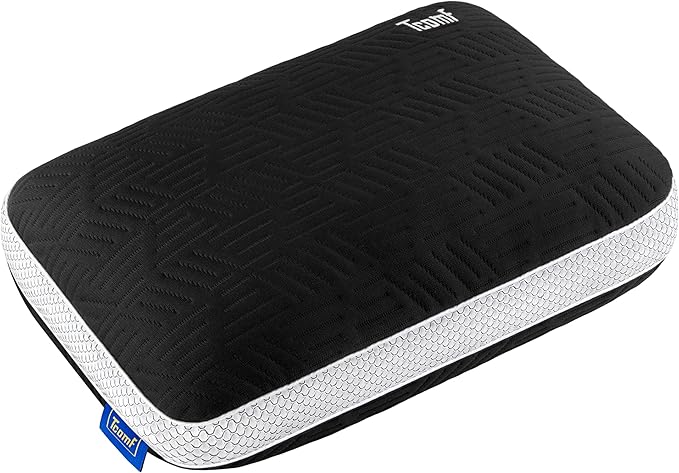 TCOMF Camping Pillow: Dual Cover, Memory Foam Travel Pillow, Medium Firm Camp Pillow, Camping Pillows for Sleeping, 5 Layers for Support, Small Travel Pillow,Small Portable Pillow 10x16 Inches (Black)