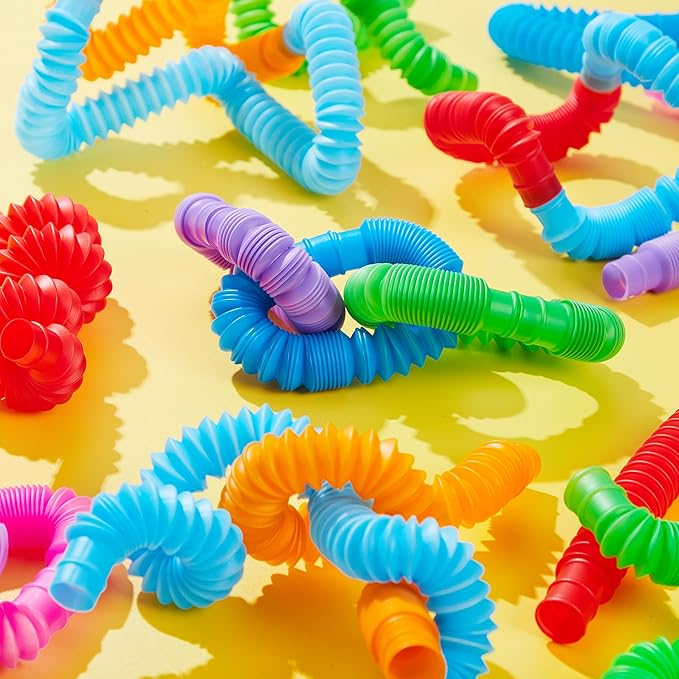 JOYIN 72 Pack Pop Tubes, Sensory Toys（Small） Fidget Tubes Party Favors - 9 Colors, Connectable and Extendable for Stress Relief - Perfect for Party, Classroom Exchange, School Reward