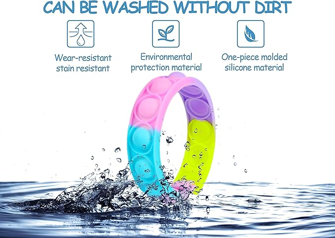 60 Pcs Pop Bracelet Bubble Fidget Sensory Toys for Party Favors, Hand Finger Wristband Bulk for Classroom Prizes, Easter Egg Basket Stuffers Goodie Bag Stuffers Christmas Valentine Gift for Kid