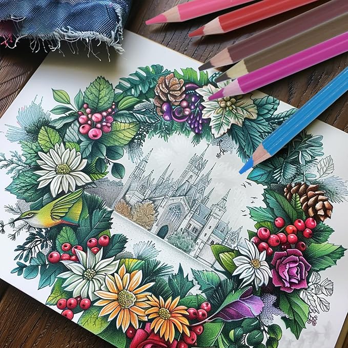 Colored Pencils for Adult Coloring Books, Set of 72, Oil-Based Core Drawing Pencils, 3.8mm Soft Leads with Adult Coloring Pencils, Professional Art Supplies for Adults, Beginner and Kids