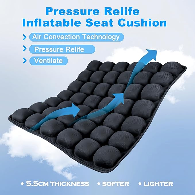 Sondor Travel Seat Cushion,Airplane seat Cushion for Long Flight,Portable & Adjustable,Inflatable Cushion for Wheelchair, Travel,Driving,Office Work