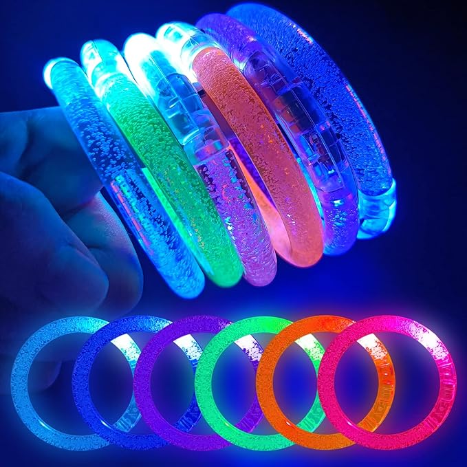 30 Pcs Glow In The Dark Bracelets, 6 Colors LED Bracelets Bulk Party Supplies for Kids and Adults, Glow Neon Party Favors Toys for Carnival Halloween Christmas Birthday Wedding