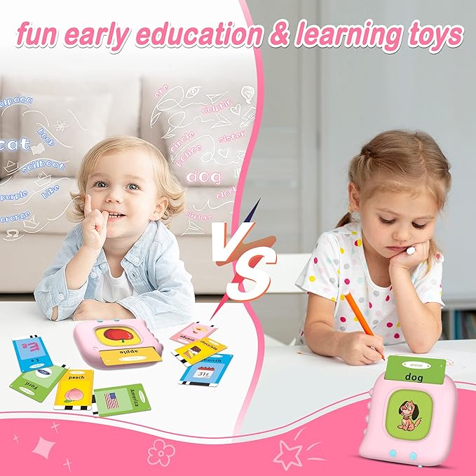 Bilingual Talking Flash Cards,Spanish Toddler Toys for 2-6 Year Old Girls,Montessori Sensory Toys, Educational Learning Resources Toys, Speech Therapy Toys, Autism Sensory Toys for Autistic Children