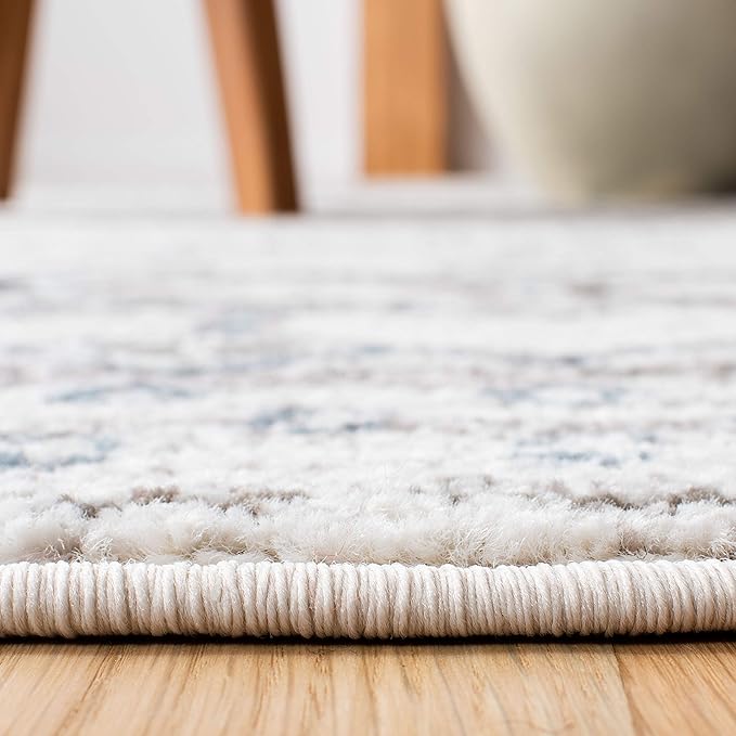 SAFAVIEH Amsterdam Collection Runner Rug - 2'3" x 14', Ivory & Grey, Moroccan Boho Design, Non-Shedding & Easy Care, Ideal for High Traffic Areas in Living Room, Bedroom (AMS108A)