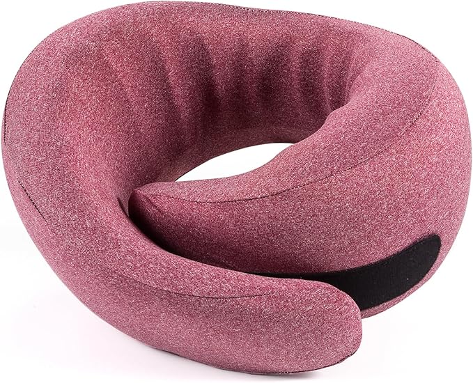 WANDER PLUS® Travel Pillow, 100% Pure Memory Foam Travel Neck Pillow Airplane Neck Support Ergonomic Design Best for Sleeping Plane Car Train Office Flight for Adults Purple