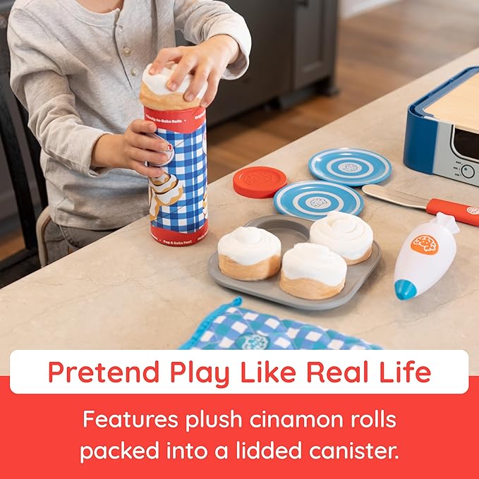 Fat Brain Toys Pretendables Cinnamon Roll Set, Pretend Play Food, Play Food Sets for Kids Kitchen, Imaginative Play Kitchen Food for Ages 3 to 7