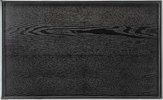 32 x 20 Inches Extra Large Solid Wood Serving Tray for Tea Coffee Table Snack Food Meals Serving Plate Kitchen Party Bar Breakfast Server with Raised Edges Black Wooden Decorative Ottoman Tray