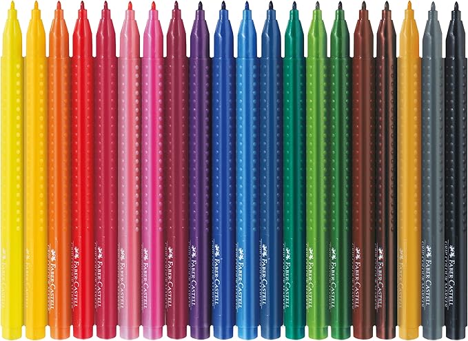 Faber-Castell Grip Color Markers - 20 Washable Fineline Markers
