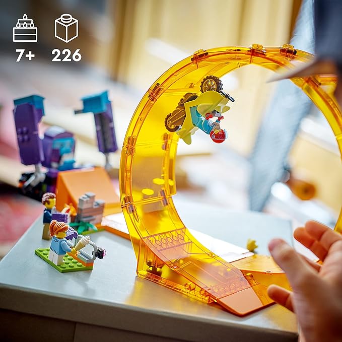 LEGO City Stuntz Smashing Chimpanzee Stunt Loop 60338 with Flywheel Toy Motorcycle, Ramp, Chimp Prop and 3 Minifigures, Gift for Kids Aged 7 Plus