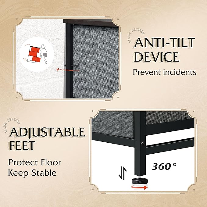 WLIVE Storage Organizer Unit with 11 Fabric Bins, Storage Drawers Organizer with Steel Frame, Tall Storage Tower Organizaton for Living Room, Hallway, Office, Dark Grey