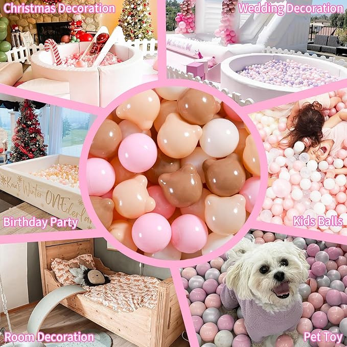 GOGOSO Bear Ball Pit Balls Shapes BPA Free Plastic Play Balls Crush Proof Kids Toddlers Baby Pastel Pelotas Toy Shaped Giant Friendship Bracelet