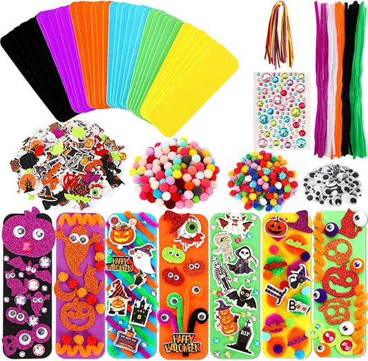 JULBEAR 36 Sets Halloween Crafts Kits DIY Blank Foam Decorations Sets Foam Self-Adhesive Stickers Arts for Kids Halloween Party Favors Classroom Activity Gift Exchange