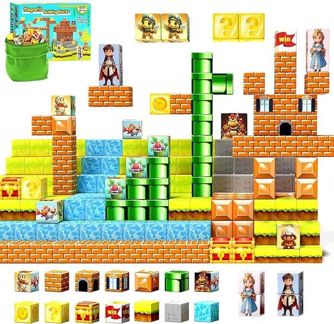 Magnetic Blocks-Building Toys Games Elements,Magnet Toys for Boys & Girls Ages 3-5 5-7 6-8,Creative Montessori Sensory Toys,Fun Birthday Gift for 3+ Years Old