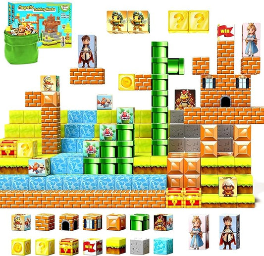 Magnetic Blocks-Building Toys Games Elements,Magnet Toys for Boys & Girls Ages 3-5 5-7 6-8,Creative Montessori Sensory Toys,Fun Birthday Gift for 3+ Years Old