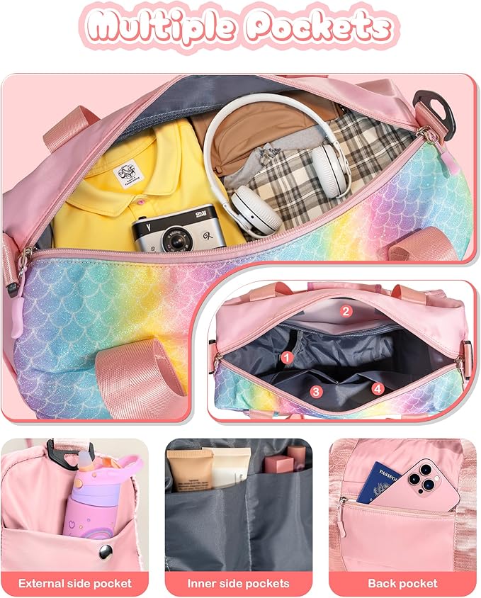 Daughter Birthday Gifts-Girl Gym Bag with Shoe Compartment, Kid Personalized Weekender Overnight Bags, Initial Travel Tote with Makeup Pouch, Graduation Gift for Girls (Letter Y)