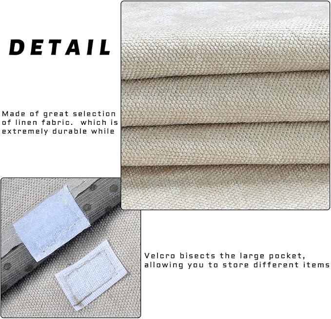 NB Sofa Armrest Organize remote holder bedside caddy organizer with 5 pockets，non-slip couch remote control holder couch armchair caddy accessories (Beige, 35''x18'')