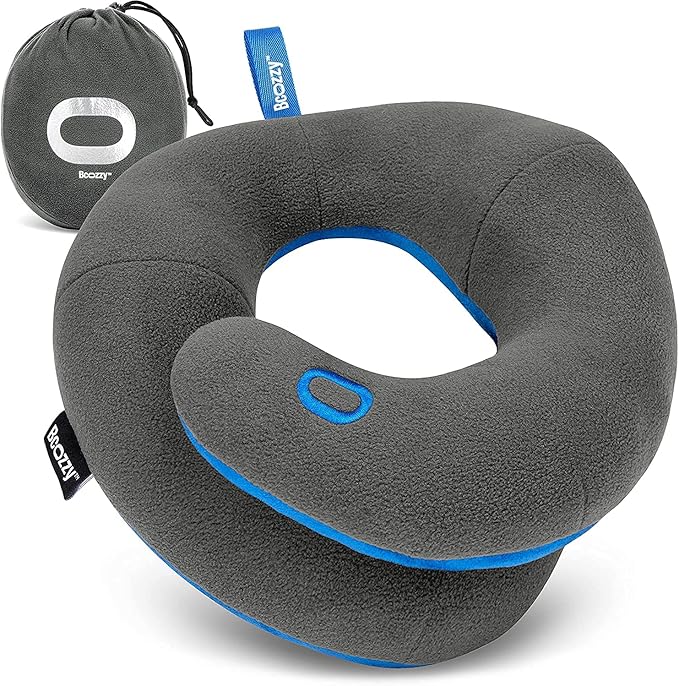 BCOZZY Kids Travel Neck Pillow (8-12 Y/O) – Patented Soft Child Pillow for Head & Chin Support in Car, Airplane, and Road Trip Sleeping. Adjustable Size. Carry Bag. Fully Washable. Medium, Gray