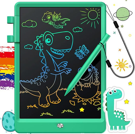 FLUESTON LCD Writing Tablet, Doodle Board Toys Gifts for 3-8 Year Old Girls Boys, 10 Inch Colorful Electronic Board Drawing Pad for Kids, Gifts for Toddler Educational Learning Travel Birthday, Green