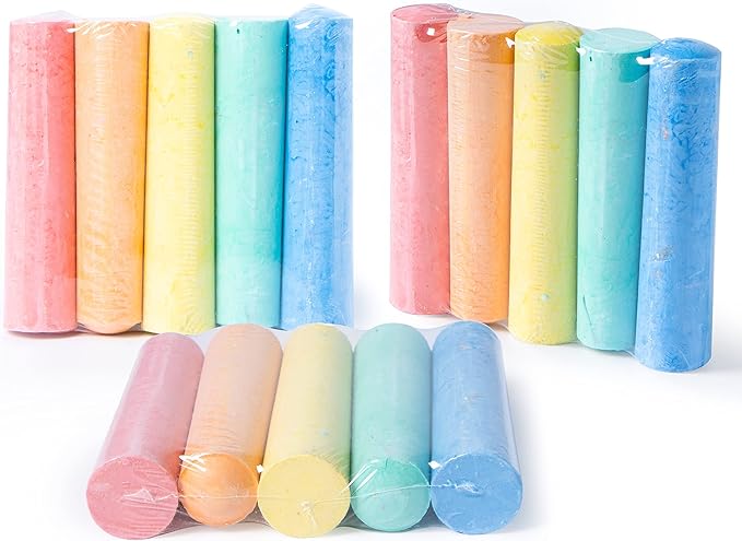 JOYIN 150 Pcs Sidewalk Chalk Set in 30 Packs, 5 Colors, Giant Box Non-Toxic Jumbo Washable Chalk for Outdoor Art Play, Painting on Chalkboard, Kitchen, Blackboard, Playground, Outdoor