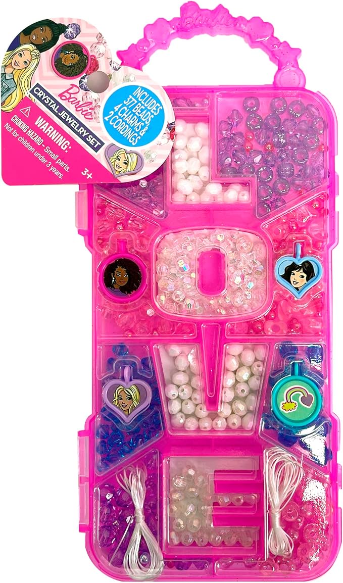 Barbie Crystal Jewelry Set - Sparkling Creations for Kids', Jewelry Making Kit, Bracelets, Necklaces, and More, Ages 3 and Up