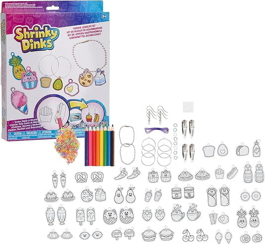 Just Play Shrinky Dinks Jewelry Set, 60 Shrinky Dinks, Kids Arts and Crafts Activity Set, Kids Toys for Ages 5 Up, Amazon Exclusive