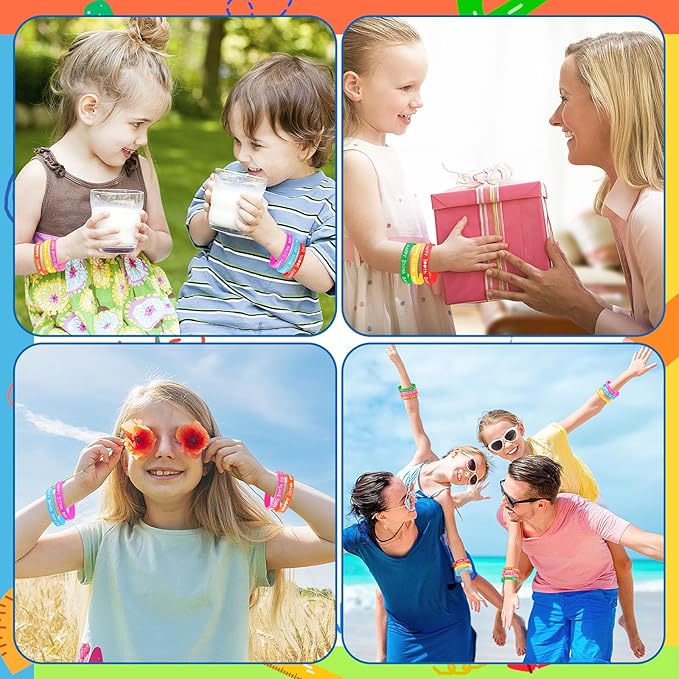 JUNEBRUSHS 100th Day of School Party Favors, 42pcs 100 Days of School Silicone Bracelets Rubber Wristbands for Kids School Party Students Kindergarten Teacher Preschool Gift Decorations Supplies