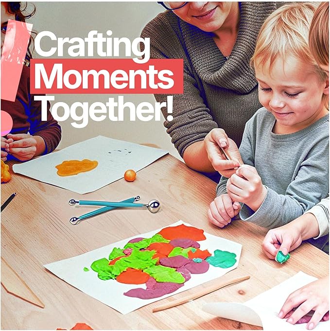 Clay Tools Kit, 25-Piece Pottery Tools with Storage Bag, Air Dry Clay Tools for Kids & Adults, Polymer Clay Tools for Pottery, Dotting, Modeling, Carving, Shaping and Crafting