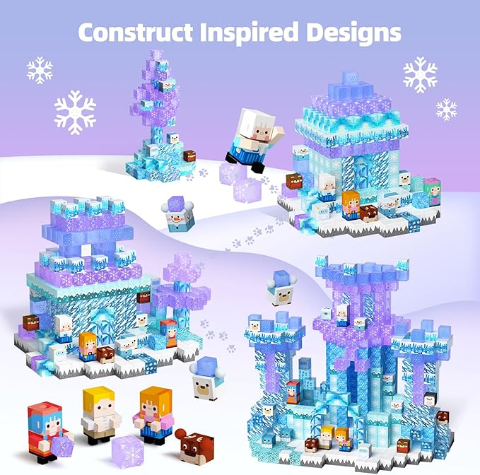 GobiDex 100PCS Magnetic Blocks Magnet Building Toys, Frozen Toys Princess Castle for Girls, Upgraded STEM Sensory Birthday Gift for Kids Age 3+ Years Old