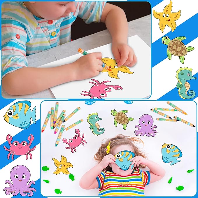 30 Sets Ocean Animals Crafts for Kids Color Your Own Under The Sea Magnets Kit DIY Coloring Sea Animals Magnet Craft Ornaments for School Classroom Home Activities Summer Animals Art Party Favors